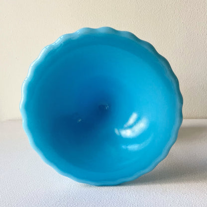 【Antique】France -  Portieux 1900s Blue Milk Glass Bowl