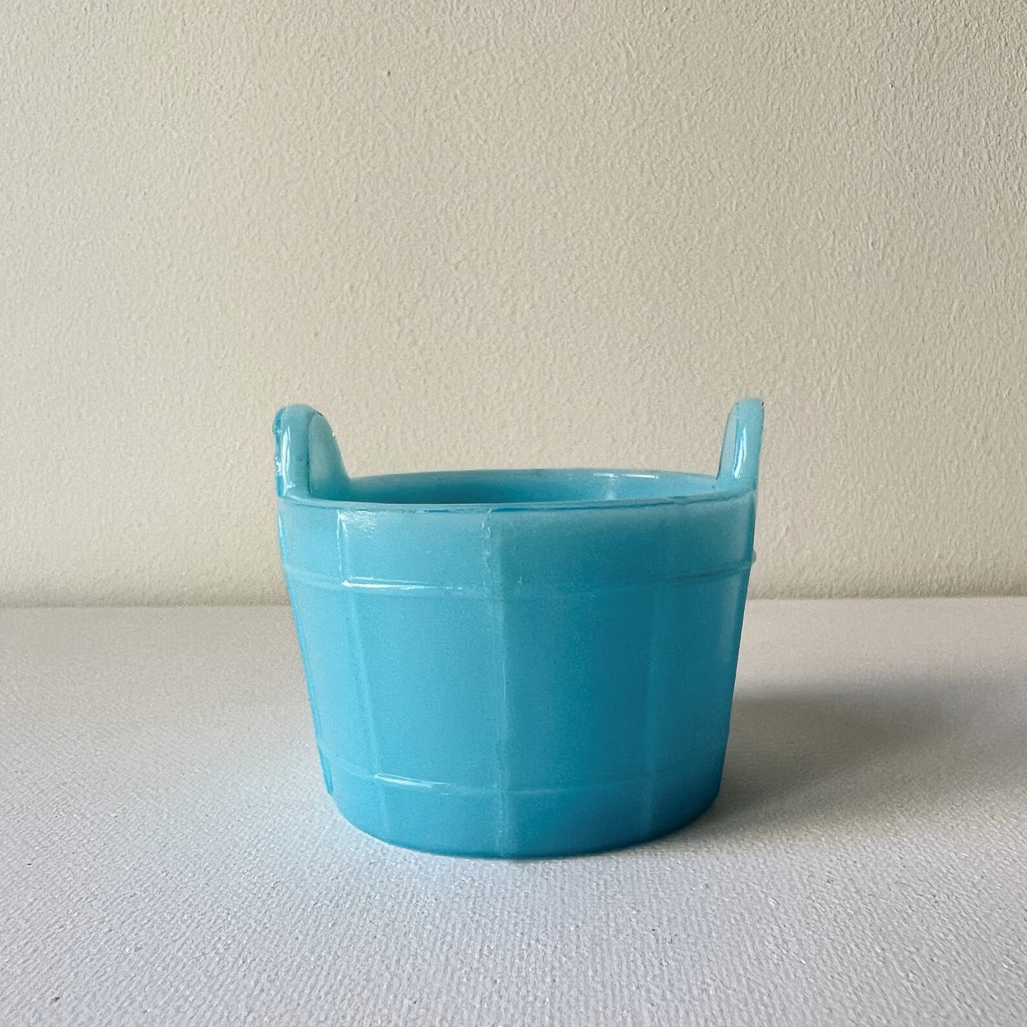 【Antique】France -  Portieux 1914s Blue Milk Glass Small Bucket