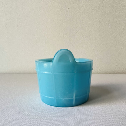 【Antique】France -  Portieux 1914s Blue Milk Glass Small Bucket