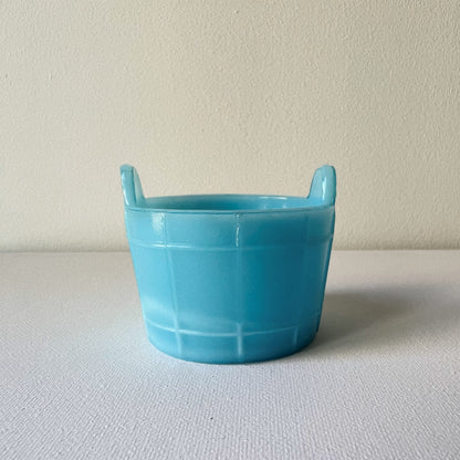 【Antique】France -  Portieux 1914s Blue Milk Glass Small Bucket