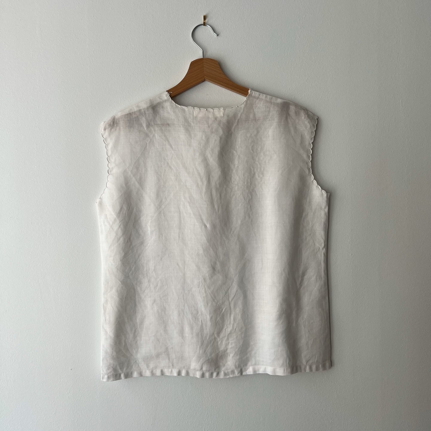 【Vintage】1950s 100%Linen Hand Embroidered Blouse