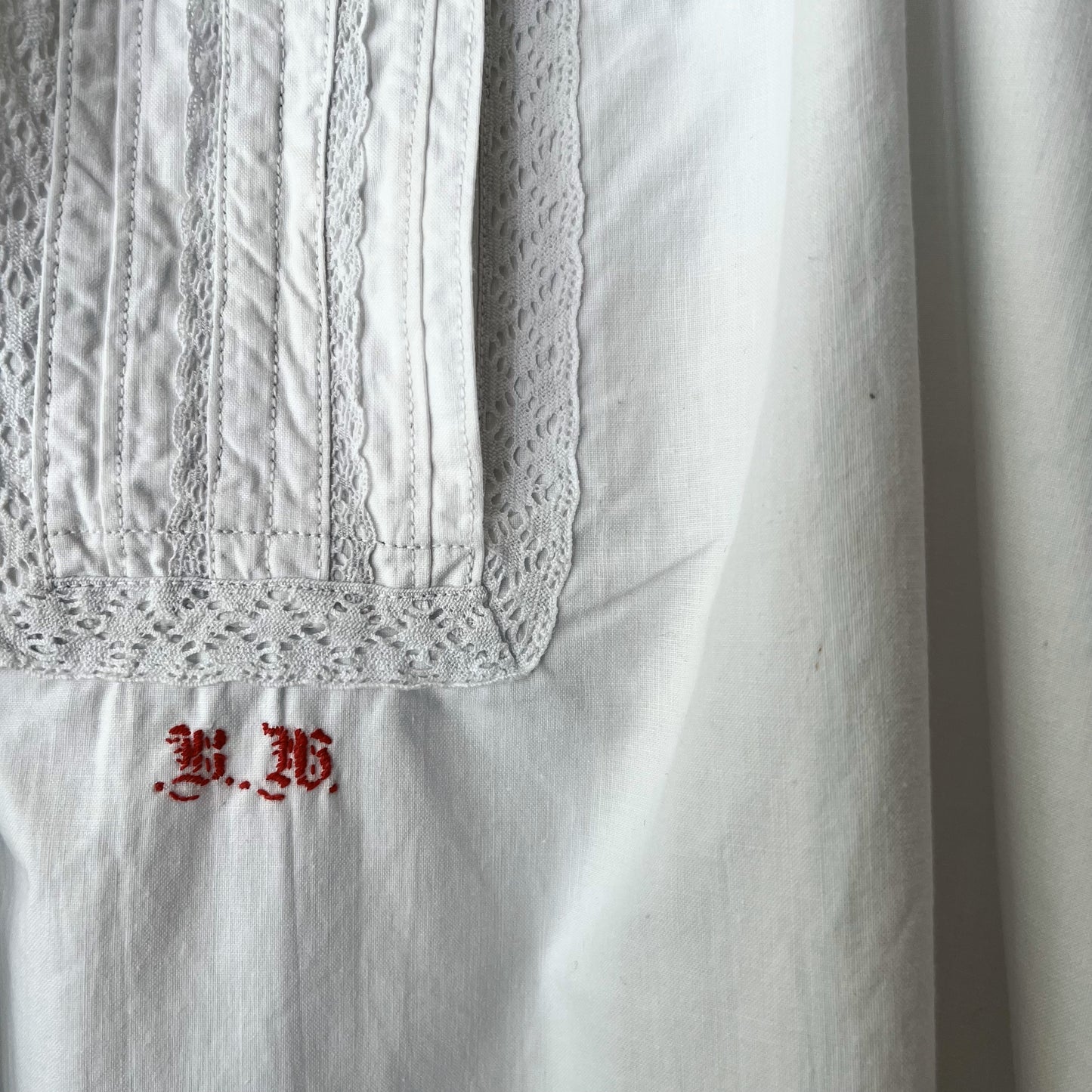 【Vintage】France - 1930s Beads Embroidery Cotton Dress