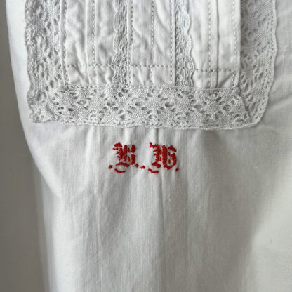 【Vintage】France - 1930s Beads Embroidery Cotton Dress