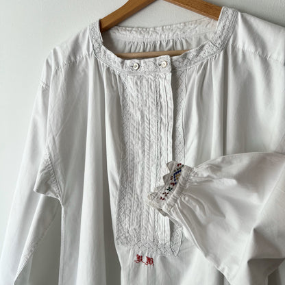 【Vintage】France - 1930s Beads Embroidery Cotton Dress