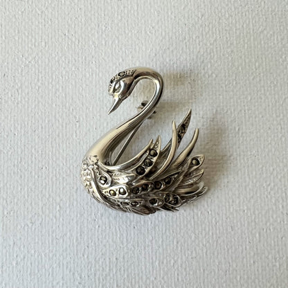 【Antique】1900s Silver Swan Brooch