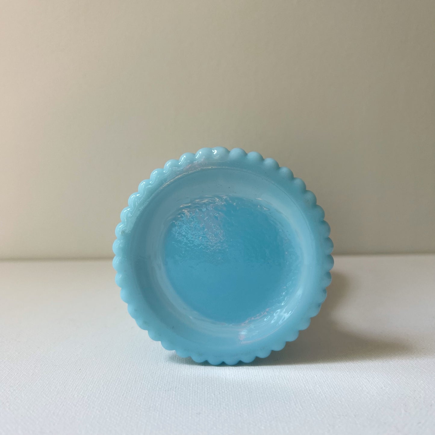 【Antique】France - Portieux 1920s Blue Milk Glass Vase