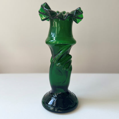 【Antique】France - 1920s Green Glass Hand Motif Vase《Special》