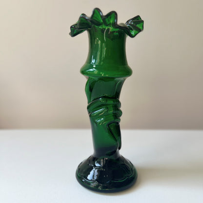 【Antique】France - 1920s Green Glass Hand Motif Vase《Special》