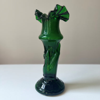 【Antique】France - 1920s Green Glass Hand Motif Vase《Special》