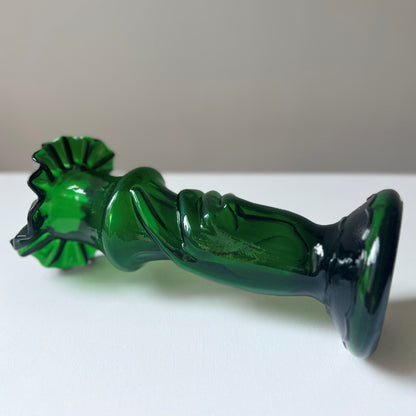 【Antique】France - 1920s Green Glass Hand Motif Vase《Special》