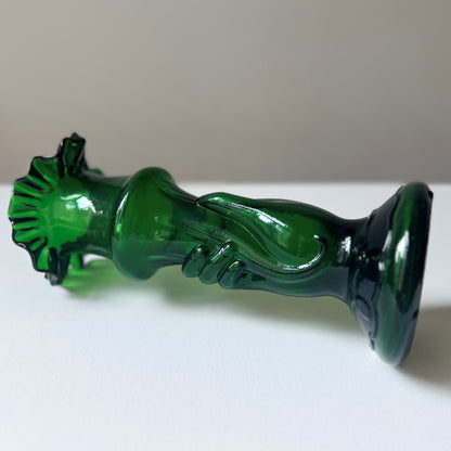 【Antique】France - 1920s Green Glass Hand Motif Vase《Special》