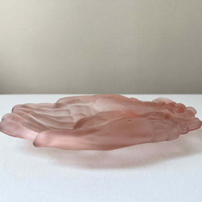 【Vintage】1940-60s Pink Frosted Glass Hand Tray