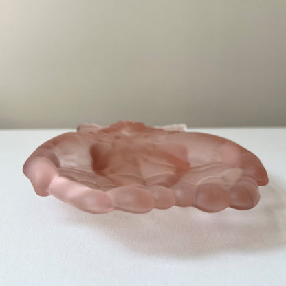 【Vintage】1940-60s Pink Frosted Glass Hand Tray