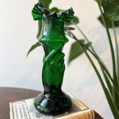 【Antique】France - 1920s Green Glass Hand Motif Vase《Special》