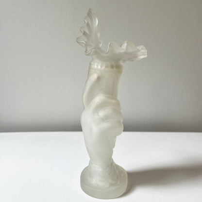 【Vintage】France - 1950-60s Satin Glass Hand Motif Vase