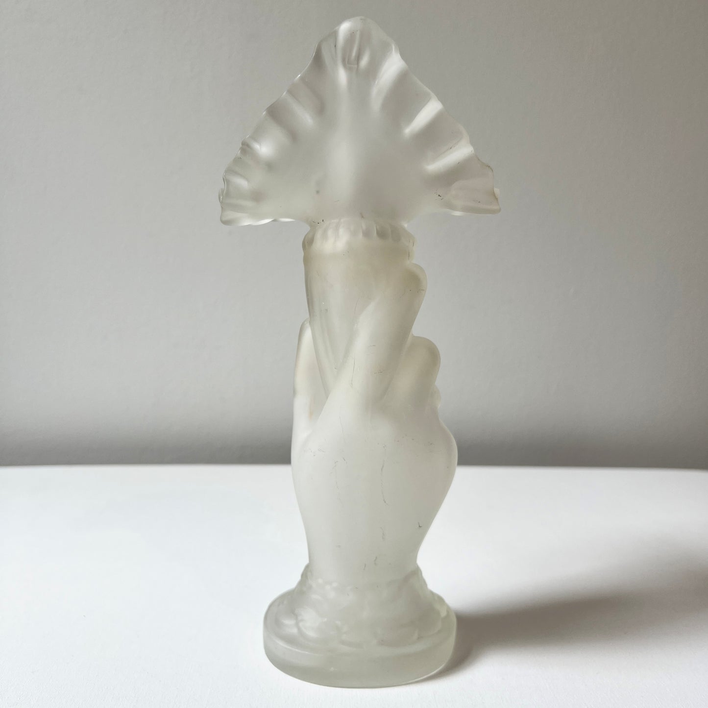 【Vintage】France - 1950-60s Satin Glass Hand Motif Vase