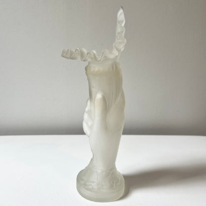 【Vintage】France - 1950-60s Satin Glass Hand Motif Vase