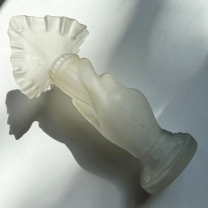 【Vintage】France - 1950-60s Satin Glass Hand Motif Vase