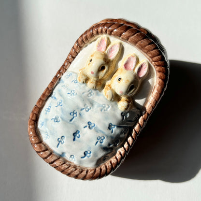 【Vintage】1970s Rabbits Trinket box