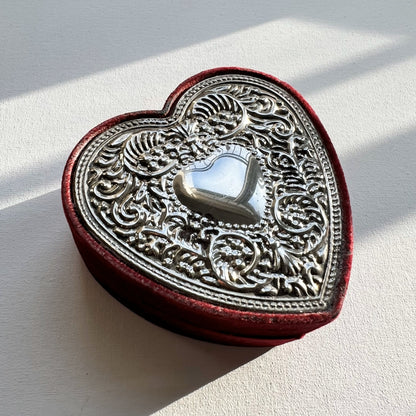 【Vintage】US ‐ 1980s Silver Plate Heart Box