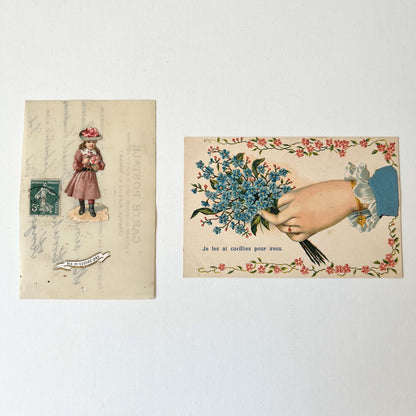 【Antique】France - 1920s Cards and Japan - Vintage Mini Clip