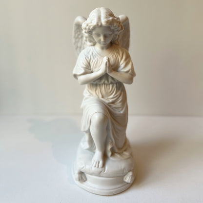 【Vintage】France - 1930s Kneeling Angel Biscuit Porcelain Statue（23.5㎝）