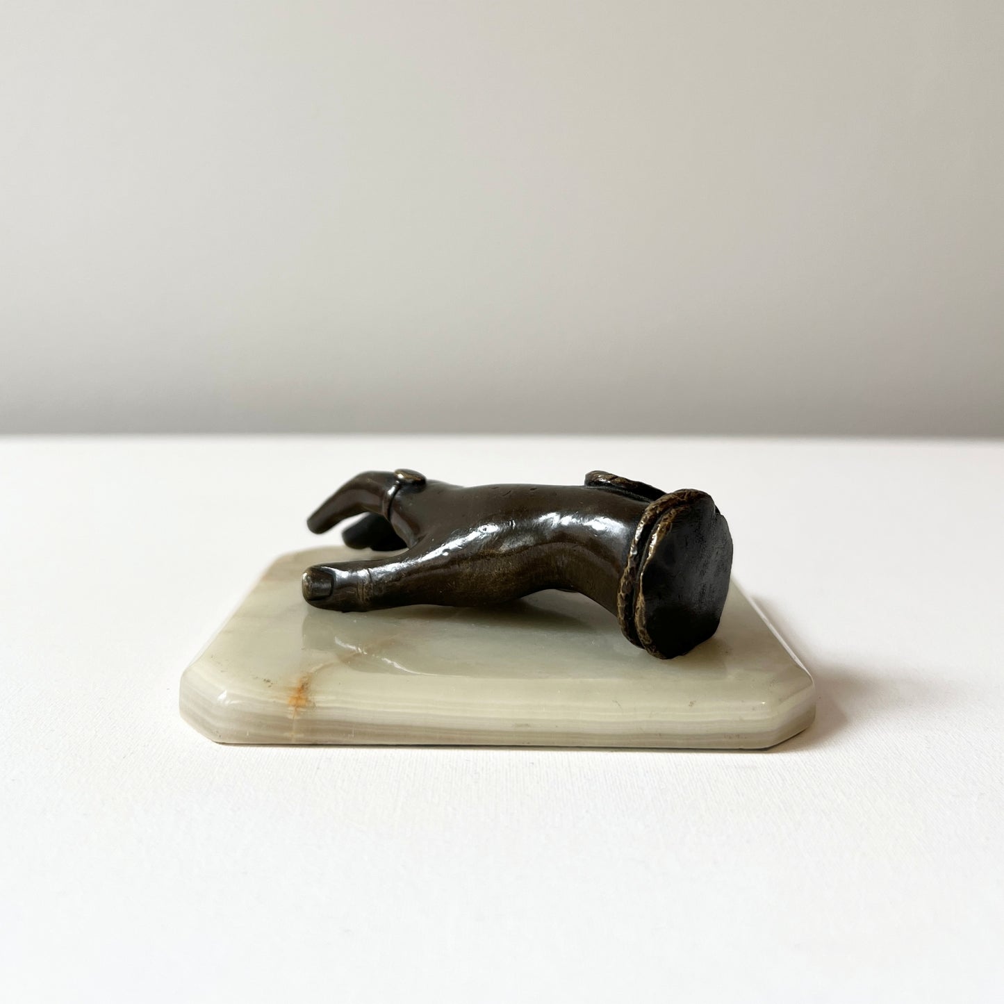 【Antique】Italy ‐ 1860-80s Bronze Hand with Marble Object《Special》