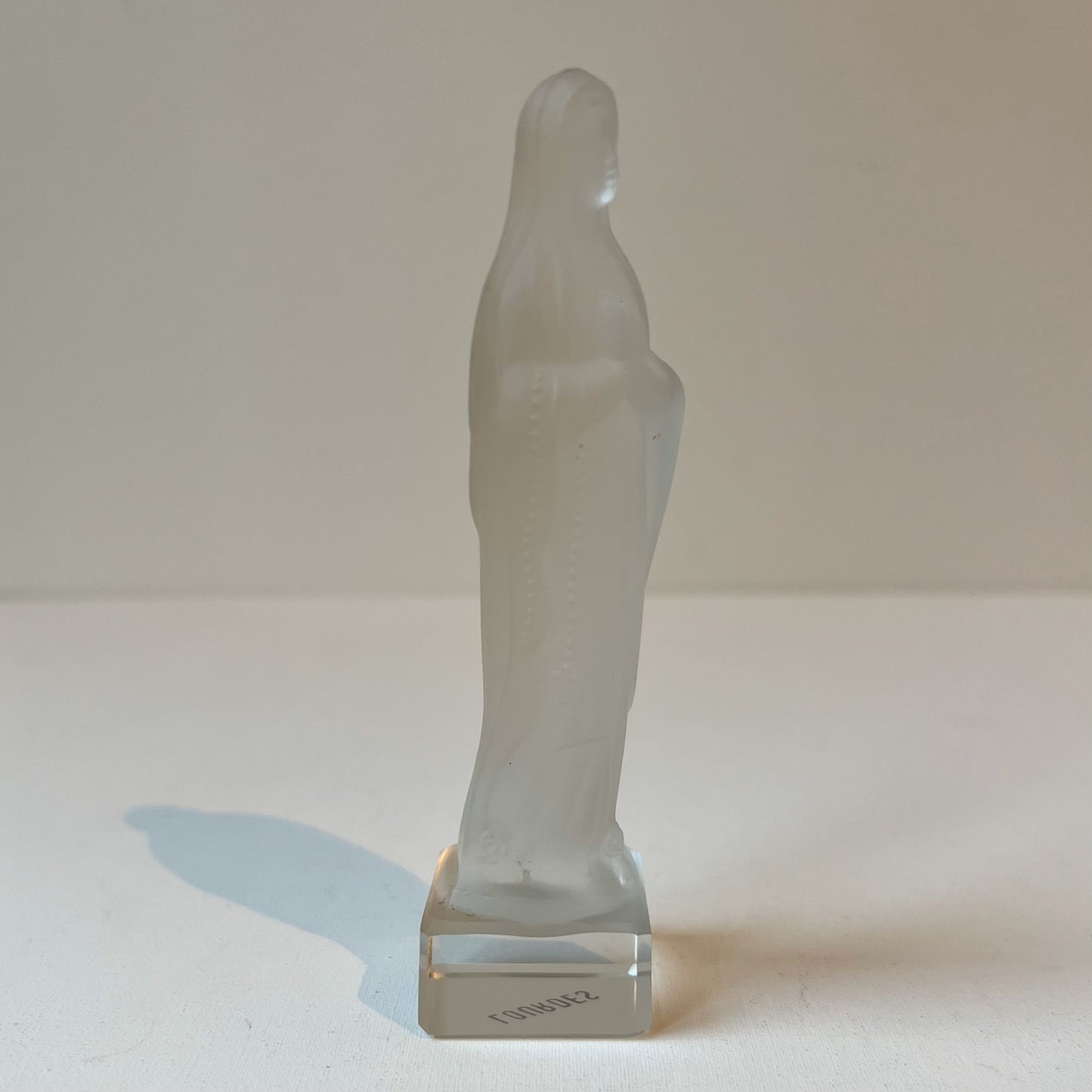 【Vintage】France - 1950s Our Lady of Lourdes Glass Statue