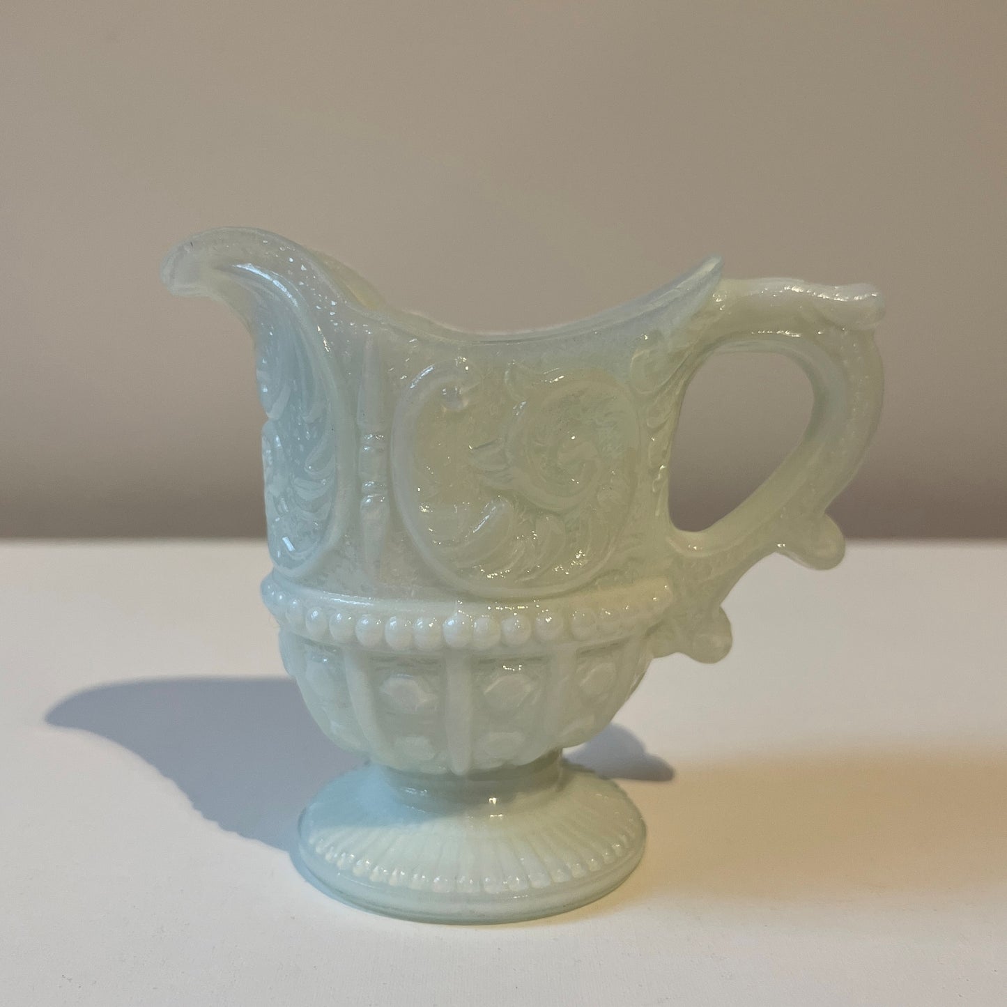 【Vintage】France - 1930s Portieux Louis XV White Opaline Pitcher Creamer