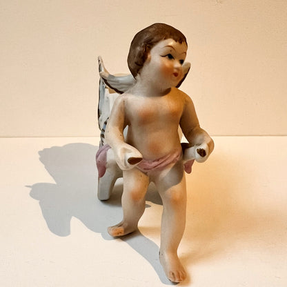 【Vintage】Germany - 1970s Putti Cherub Carriage Biscuit Porcelain Vase（Set of 2）