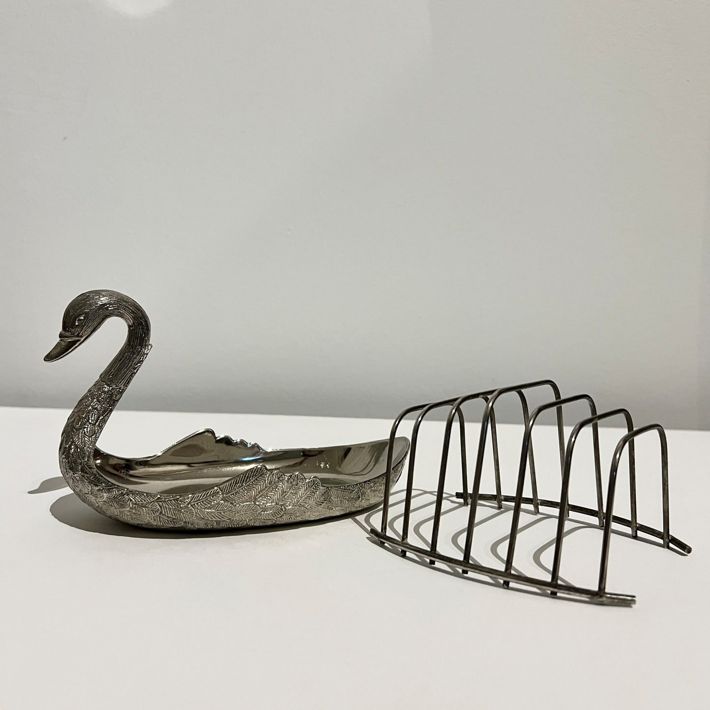 【Vintage】France - 1930s Silver Plate Swan Toast Rack