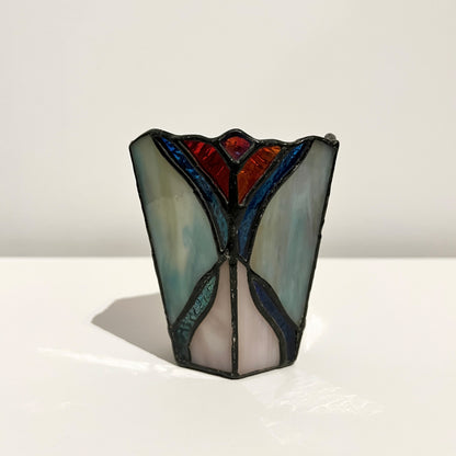 【Vintage】France ‐ 1950‐60s Stained Glass Candle Holder