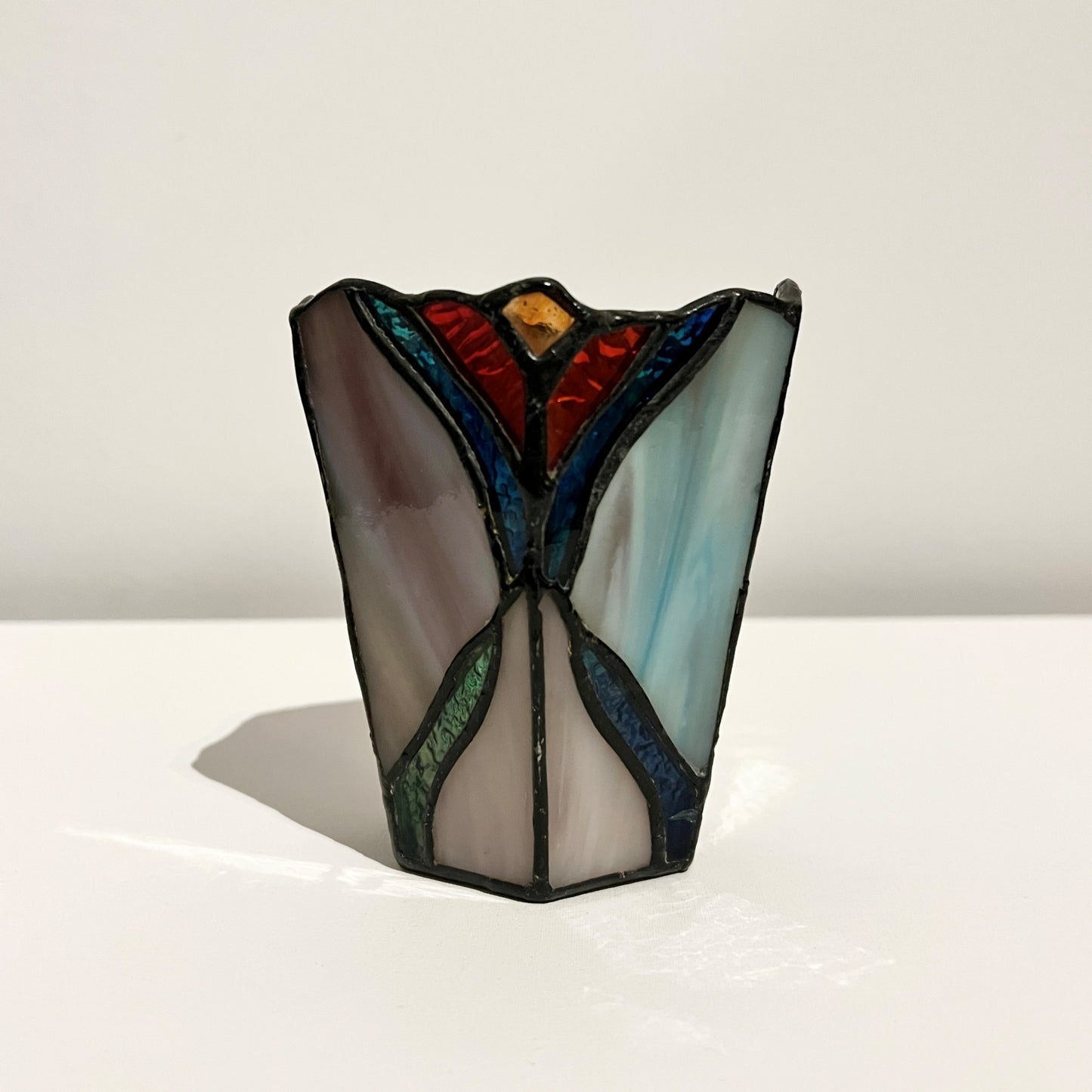 【Vintage】France ‐ 1950‐60s Stained Glass Candle Holder