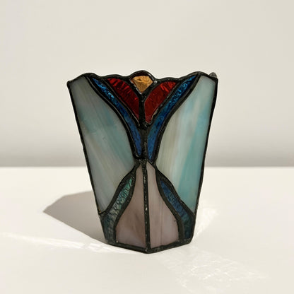 【Vintage】France ‐ 1950‐60s Stained Glass Candle Holder