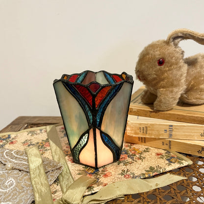 【Vintage】France ‐ 1950‐60s Stained Glass Candle Holder