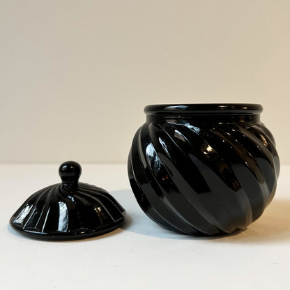 【Vintage】Sweden - 1960s Art Deco Black Milk Glass Box