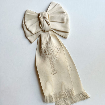 【Antique】France - 1900-20s Communion Ribbon A