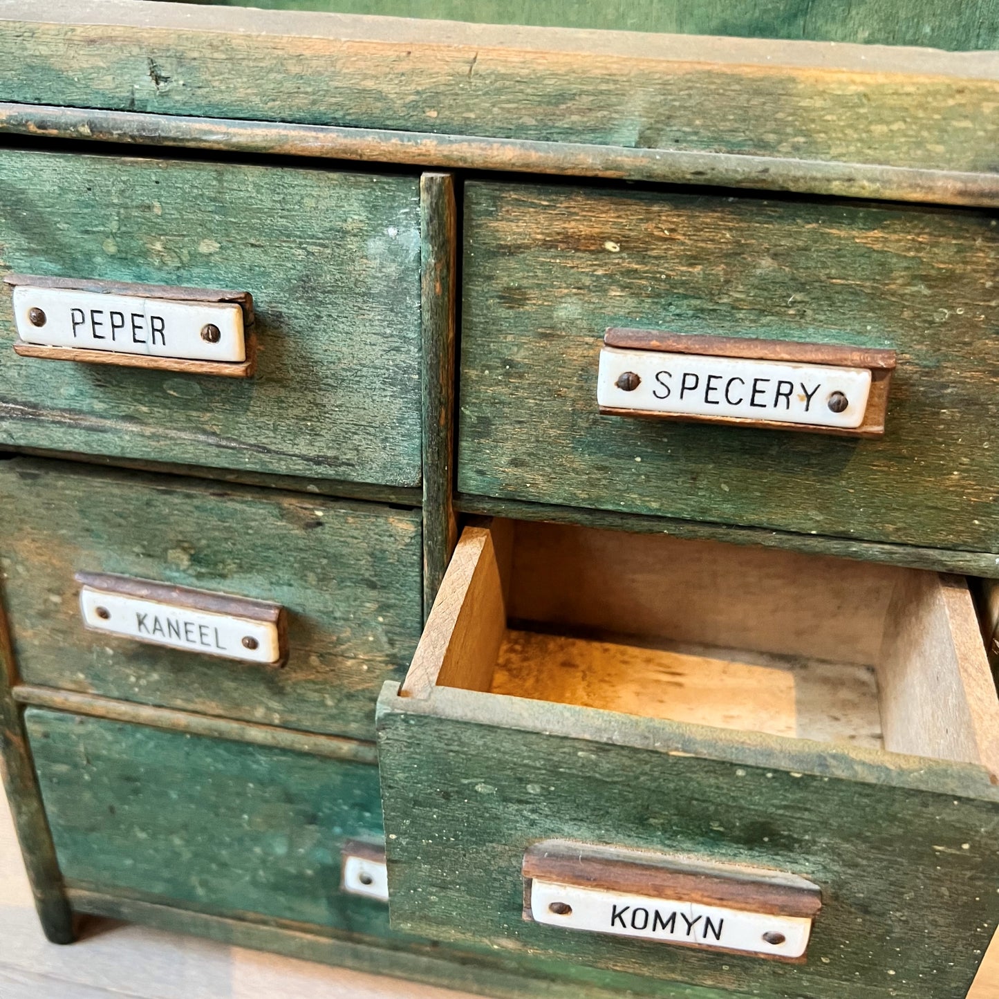 【Antique】Germany - 1900s Wooden Spice Cabinet