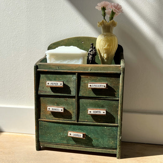 【Antique】Germany - 1900s Wooden Spice Cabinet