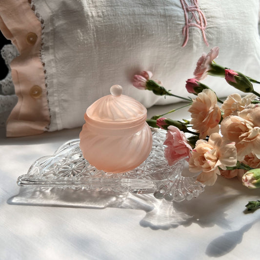 【Vintage】France ‐ 1960s Pink Frosted Glass Mini Pot