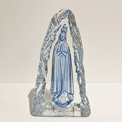 【Vintage】Portugal ‐ Our Lady of Fátima Light Blue Glass Statue