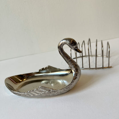 【Vintage】France - 1930s Silver Plate Swan Toast Rack