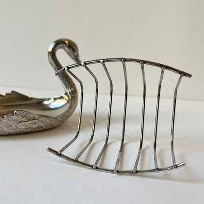 【Vintage】France - 1930s Silver Plate Swan Toast Rack