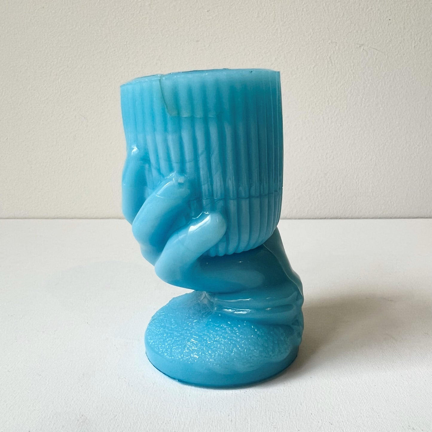 【Antique】France ‐ Portieux Vallerysthal 1900s Blue Milk Glass Hand Toothpick Holder（Special Price）