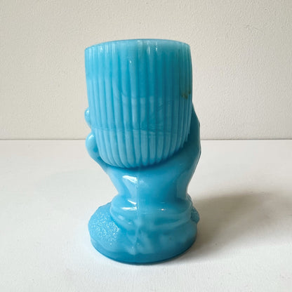【Antique】France ‐ Portieux Vallerysthal 1900s Blue Milk Glass Hand Toothpick Holder（Special Price）