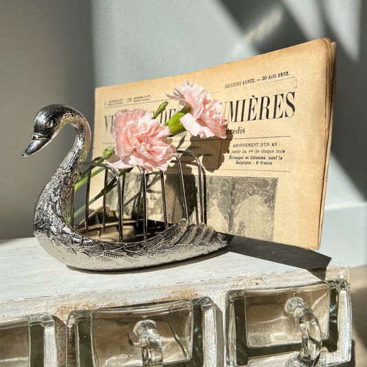 【Vintage】France - 1930s Silver Plate Swan Toast Rack
