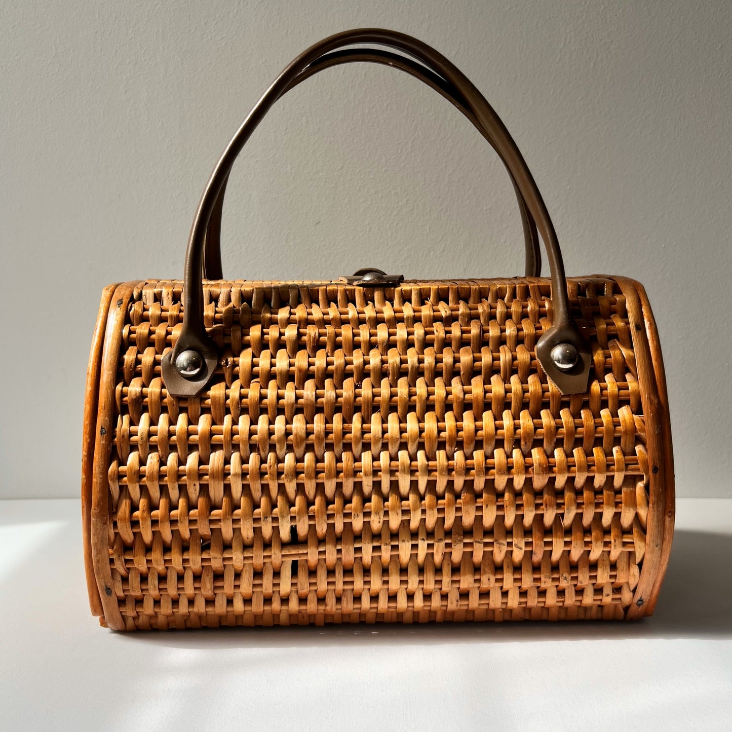 【Vintage】France - 1960s Rattan＆Wood Bag