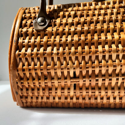 【Vintage】France - 1960s Rattan＆Wood Bag