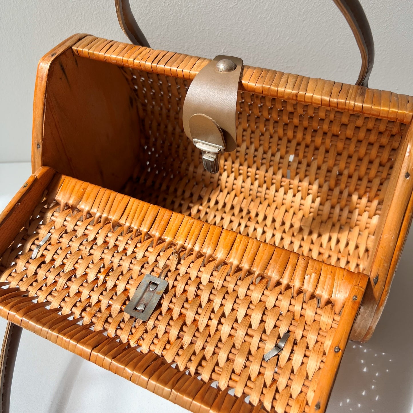 【Vintage】France - 1960s Rattan＆Wood Bag