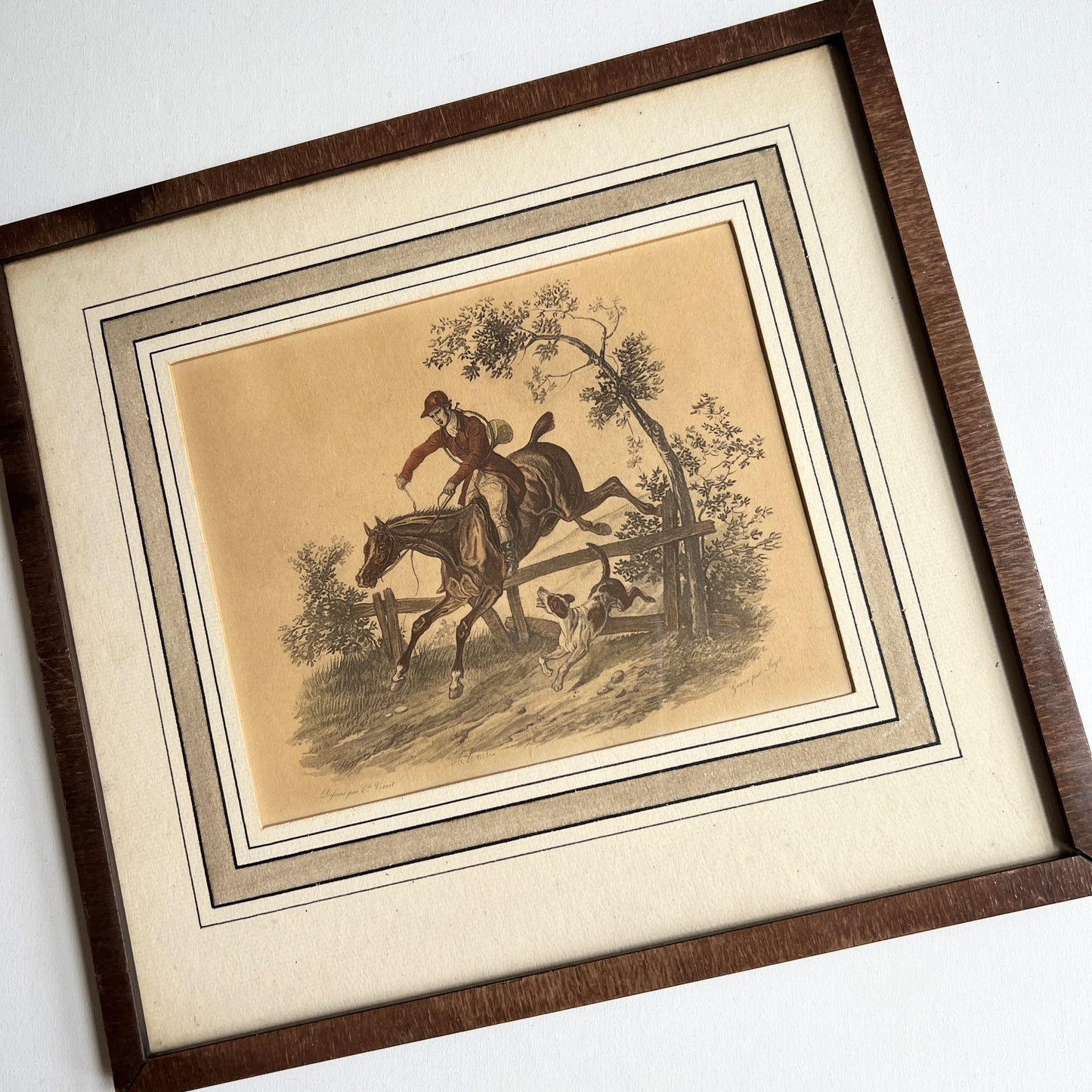 【Antique】France ‐ 1880-90s  Equestrian Print